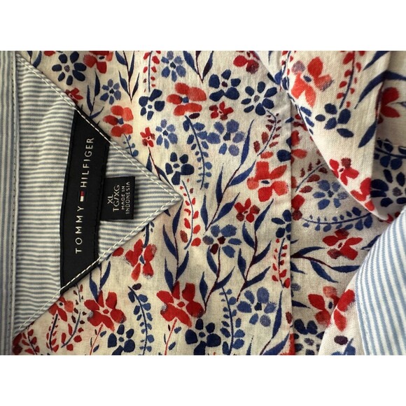 Tommy Hilfiger Womens XL Cotton Floral Printed Roll Tab Shirt - Picture 1 of 4